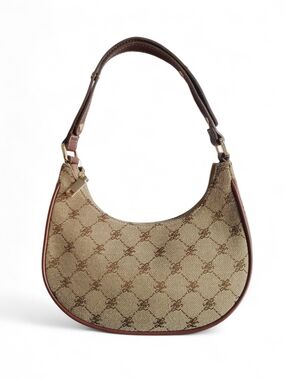 Mango Jacquard Half Moon Shoulder Bag Y2K Small Tan Brown